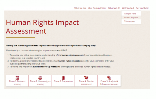 HRIA Tool Startseite Human Rights Impact assessment